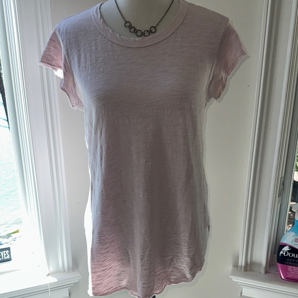 Wilt Tops - WILT 100% Cotton Hi-Lo Ruffle Cap Sleeve Tee, Lilac Pink, Small, Like New
